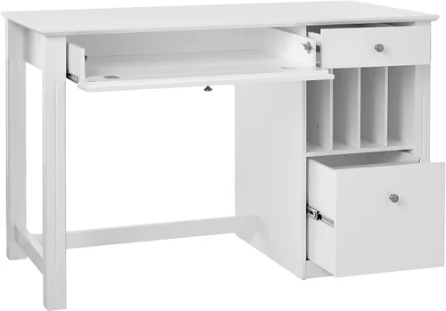 Miniatura 5 de We Furniture, Home Office Deluxe, escritorio para computadora, color negro, Madera Sólida, Blanco