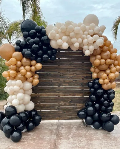 Miniatura 4 de Kit de arco de globos negros y marrones, 184 piezas de guirnalda de globos color negro y marrón desnudo para baby shower de vaquero occidental