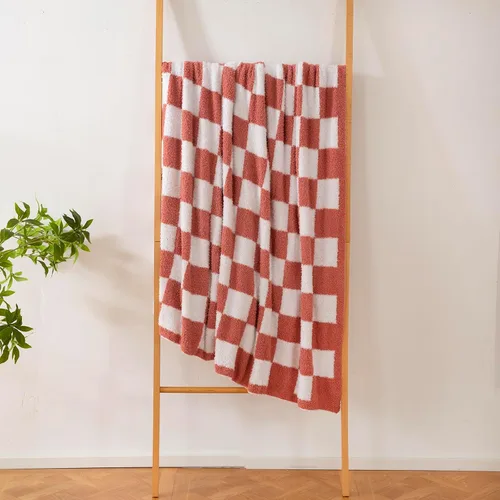 Miniatura 6 de YIRUIO Manta de ajedrez a cuadros, esponjosa, cálida, cómoda, reversible, súper suave y acogedora para decoración del hogar, cama, sofá, sala de Rojo