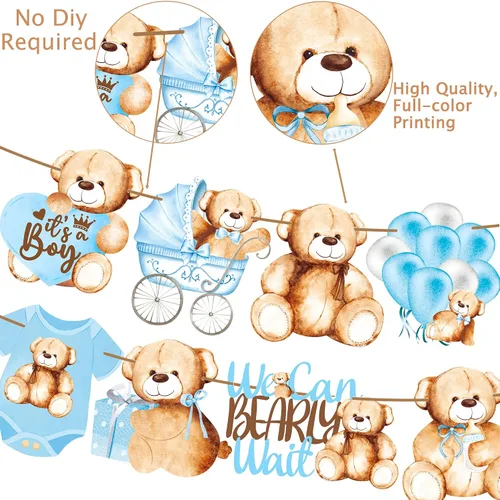 Miniatura 5 de Decoraciones de oso de peluche para baby shower, We Can Bearly Wait, decoraciones de fiesta de cumpleaños, guirnaldas y suministros temáticos de oso