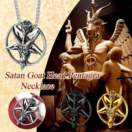 Miniatura 3 de FaithHeart Leviathan Satanic Brimstone Cross Necklace, Gold Plated Stainless Steel Satan Church Jewelry, Alchemical Symbol for Brimstone Pendant