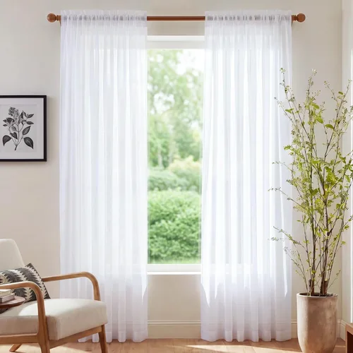 Miniatura 26 de NICETOWN Cortinas traslúcidas blancas de 63 pulgadas de largo para dormitorio, cortinas de gasa translúcida con bolsillo para barra, paneles