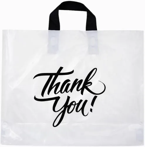 Infinite Pack Bolsas grandes de mercancía de agradecimiento con asa de lazo, bolsa de boutique brillante, refuerzo inferior de 3 pulgadas y 3 mil de