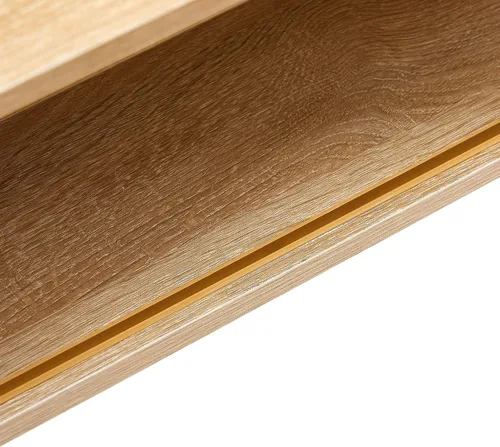 Miniatura 6 de Mesa de centro de ratán con armario de almacenamiento y estante abierto, mesa central de madera con puerta corredera de ratán, muebles modernos