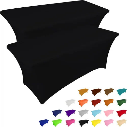 Miniatura 29 de IVAPUPU Paquete de 2 Manteles de Mesa de 6 Pies para Mesa Rectangular Ajustados para Eventos Elásticos Azul Niebla Cubiertas de Mesa Lavables Azul