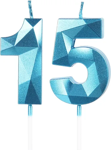 Miniatura 184 de Velas de cumpleaños número 15, velas número 15, velas de feliz cumpleaños de oro rosa para pastel, decoraciones de cobertura de pastel de diseño 3D
