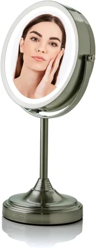 Miniatura 14 de OVENTE Espejo de maquillaje de mesa de 7 pulgadas con aumento de 1X/7X, diseño giratorio de 360° y espejo de tocador independiente de doble cara
