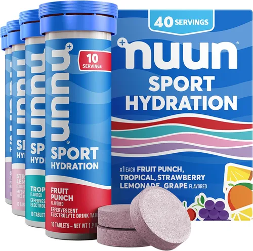 Miniatura 17 de Nuun Sport Tabletas de Electrolitos con Magnesio, Calcio, Potasio, Cloruro y Sodio, Sin Gluten y Veganas, Limonada de Fresa, Paquete de 8