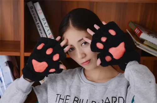 Miniatura 4 de MizHome - Guantes de invierno suaves con diseño de oso de gato