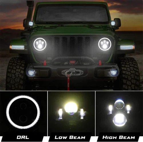 Miniatura 2 de KIWI MASTER - Faros delanteros LED redondos de 9.0 pulgadas para Jeep Wrangler JL 2018 2019, Modelo2