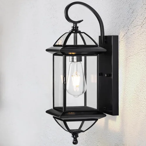 Lámpara de pared grande de cobre negro de 18 pulgadas para exteriores, bronce ennegrecido aceitado, lámpara vintage para porche exterior montada en