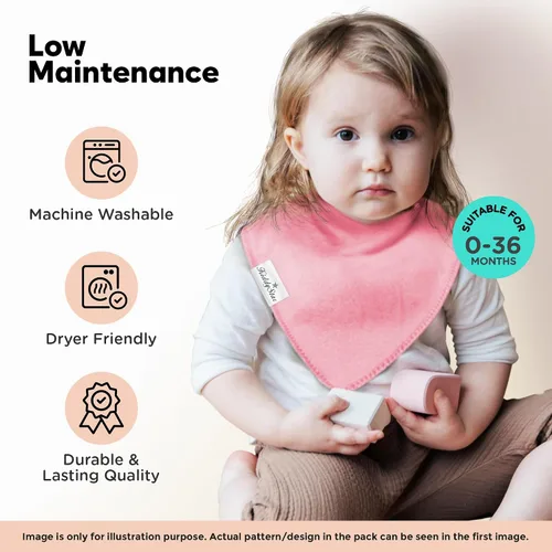 Miniatura 5 de KiddyStar Drool Bibs for Babies – Organic, Unisex, Soft Absorbent Teething Bibs with Adjustable Snaps Paquete de 10 baberos de dentición de moda