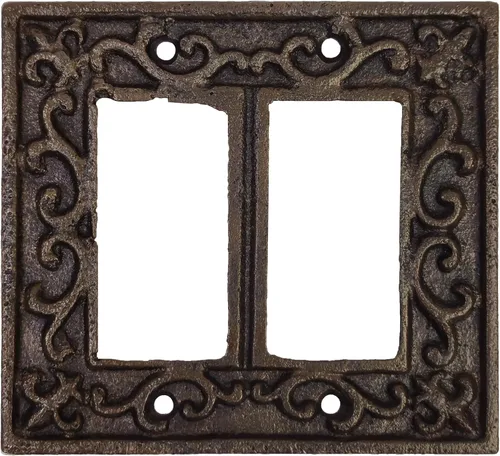 Miniatura 16 de Lulu Decor, Fleur De Lis - Placa de enchufe de hierro fundido en acabado marrón rústico antiguo
