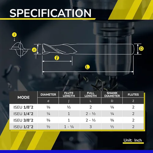 Miniatura 4 de SPEED TIGER Brocas de enrutador en espiral de carburo cortadas – ISEU1/4 pulgadas de diámetro, 1 pulgada de longitud de corte, 2-1/2 pulgadas OVL