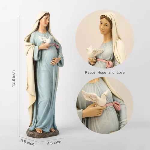 Miniatura 2 de BC Católica Estatua de María Madre Expectante, 12.8" H Figura de la Santísima Virgen María, María Embarazada para Regalo de Mamá Embarazada