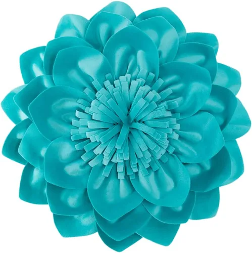 Miniatura 11 de OiseauVoler Cojín decorativo redondo de flores 3D, cojín hecho a mano con inserto para sofá, cama, decoración del hogar, 12 pulgadas, azul