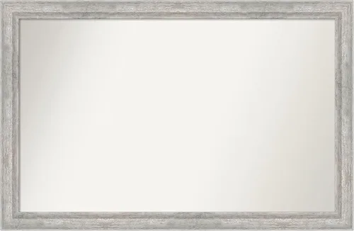 Miniatura 316 de Amanti Art Espejo de baño plateado para sobre fregadero, 23 x 23 pulgadas, espejo cuadrado plateado en ángulo, marco de madera moderno medio, se
