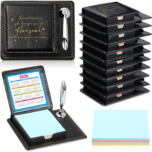 Tenceur 10 piezas de regalos de agradecimiento a los empleados a granel, soporte de notas adhesivas de cuero sintético con tarjetas, accesorio