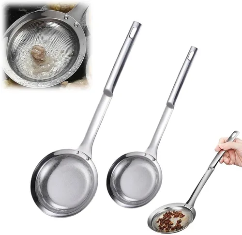 Miniatura 9 de Colador de malla fina de acero inoxidable, colador de malla fina 2025 para colador de aceite de cocina, cuchara espumadora, colador de alimentos