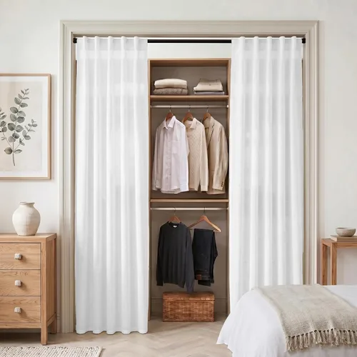 Miniatura 58 de XTMYI - Cortinas transparentes de 54 pulgadas de largo, juego de 2 paneles para baño, cortinas cortas de lino y algodón con semi privacidad