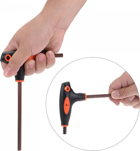 Miniatura 4 de uxcell Llave inglesa con mango en T de llave hexagonal de extremo de bola de 0.157 in, acero métrico S2