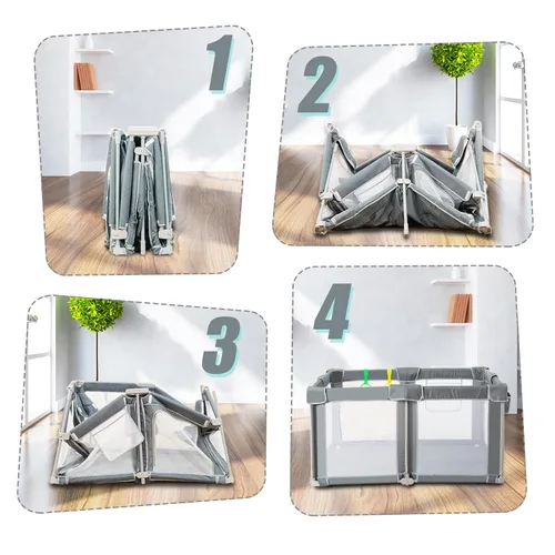 Miniatura 3 de CAPAKIDS Corralito plegable para bebés de 50 x 50 pulgadas con alfombra, listo para usar fuera de la caja para bebés y niños pequeños, patio