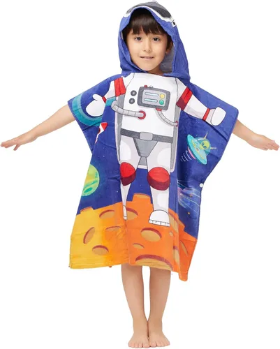Miniatura 2 de Toalla con capucha 100% algodón para niños de 2 a 6 años, niños y niñas, toalla de baño, piscina, playa, suave, absorbente, poncho de playa, pequeño