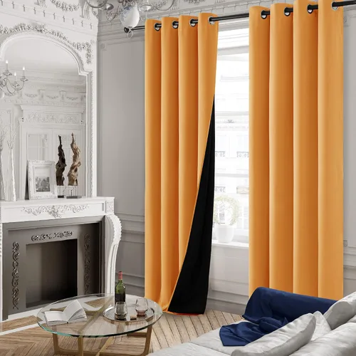 Miniatura 82 de Deconovo Cortinas opacas 100% con forro negro, cortinas con ojales aisladas térmicamente que reducen el ruido, doble capa para oscurecer