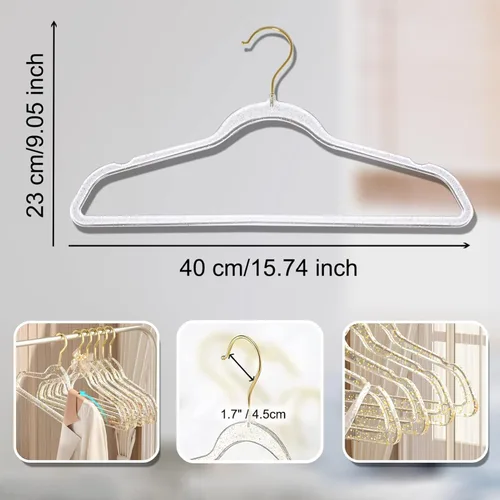 Miniatura 2 de Perchas transparentes para ropa de 16 pulgadas, paquete de 20 perchas de plástico para armario de adultos, ganchos de ropa duraderos con gancho