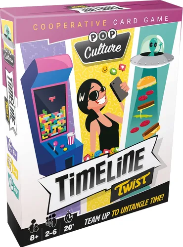 Timeline Twist Pop Culture Edition - ¡Prueba tu conocimiento cronológico! Juego de preguntas cooperativas, divertido juego familiar para niños y
