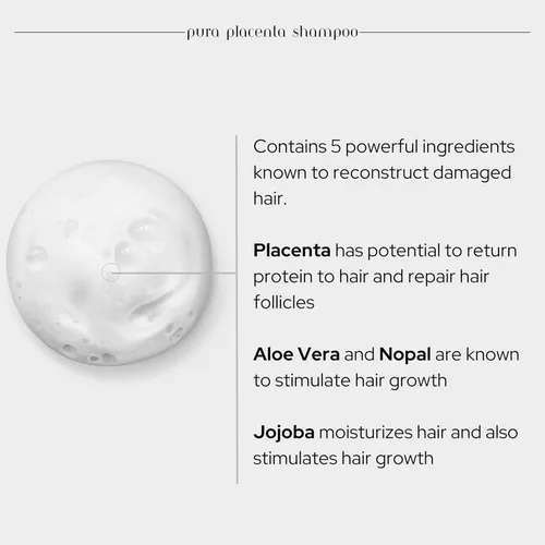 Miniatura 4 de Cabellina Pura Placenta Reconstructor Champú con Proteínas, Queratina Aminoácidos y Aceites Naturales - 32 fl oz - 1 unidad
