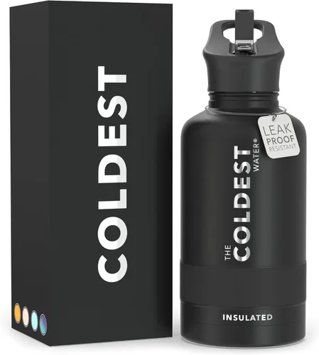 Miniatura 19 de Coldest - Botella para agua con tapa que incluye pajilla, térmica y metálica (acero inoxidable), para hombres y mujeres, color morado