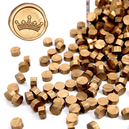 UNIQOOO 180 piezas de perlas metálicas de cera de sellado de oro antiguo para sello de cera, ideal para adornar sobres de tarjetas, invitación de