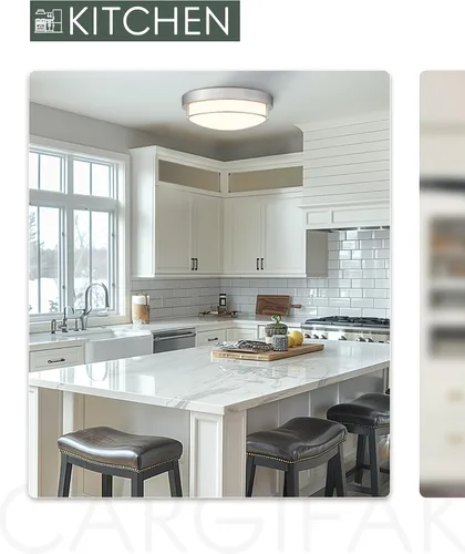 Miniatura 8 de 4822-BN - Lámpara de techo cerca de techo, de níquel con 2 luces para lavandería, cocina, dormitorio, baño, 4822-BN Clase esmerilada y níquel