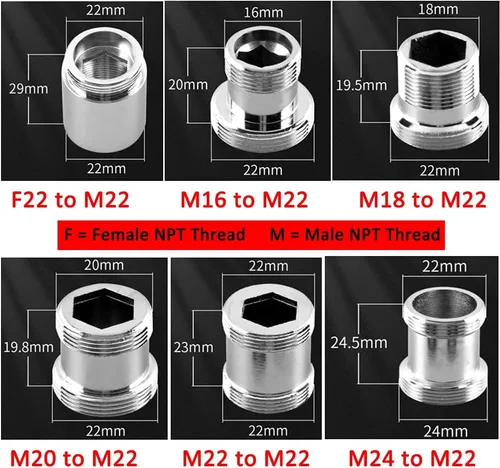 Miniatura 2 de 2 adaptadores de grifo de latón, rosca NPT macho a macho de 0.866 in, conector aireador de grifo para grifo de fregadero, adaptador purificador
