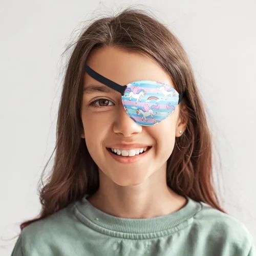 Miniatura 6 de Eurzom 8 piezas de parches oculares para niños, parche ajustable de un solo ojo reutilizable, lindo para niñas y niños, con correa elástica