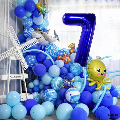 Miniatura 667 de KatchOn, Globo grande azul número 2 de 40 pulgadas Decoraciones de cumpleaños de Baby Shark para niño de 2 años Globo azul número 2 Globo