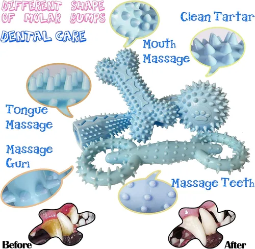 Miniatura 2 de Paquete de 4 juguetes de dentición para cachorros de 0 a 6 meses, juguetes masticables para dentición, lindo juguete para perros pequeños, juguete