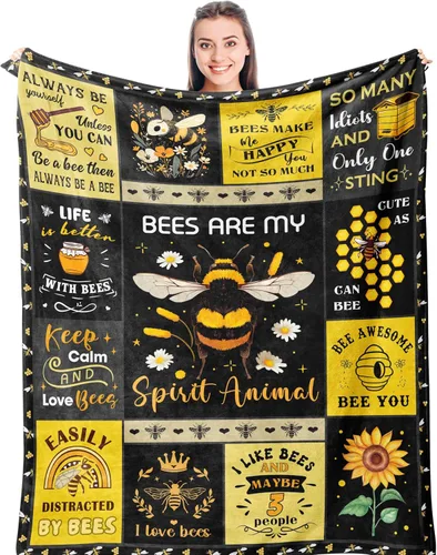Punofell Regalos únicos de abeja para mujeres/hombres/niños, manta temática de abeja bonita de 50 x 60 pulgadas, decoración de abeja, accesorios de
