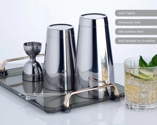 Miniatura 4 de Juego de cocteleras Boston profesionales de alta calidad, cocteleras de acero inoxidable 304 con peso de 18 onzas para camareros, herramientas