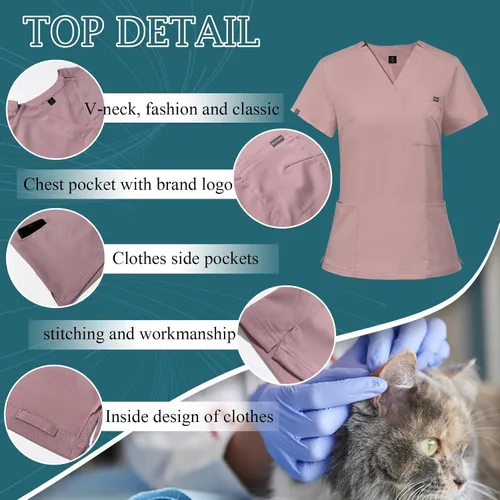 Miniatura 2 de VIAOLI Conjunto de ropa quirúrgica para mujer, conjunto de camiseta médica y pantalón deportivo, ropa de trabajo, traje deportivo moderno y clínico