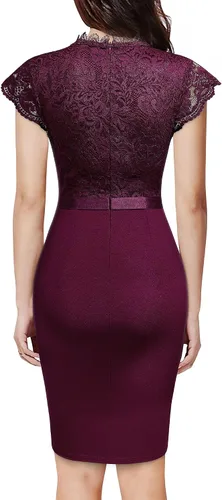 Miniatura 2 de Miusol vestido de cóctel corto para mujer, estilo retro y floral, con encaje y volantes