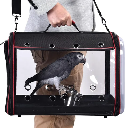 Colorday - Jaula de viaje ligera para pájaros, grande de 19 x 12 x 13 pulgadas | Para viajeros, comedero de loros incluidos, percha de pie incluida,