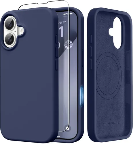 Miniatura 277 de GONEZ Funda de silicona para iPhone 14 Pro Max, compatible con MagSafe, con protector de pantalla + protector de lente de cámara, silicona líquida a