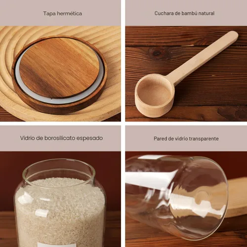 Miniatura 4 de CZSZYGHBAO 2 tarros de vidrio grandes con tapa hermética, tarros de vidrio para almacenamiento de alimentos para té, especias, cereales, huevo