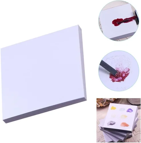 Miniatura 9 de minkissy Maquillaje coreano de maquillaje coreano, 100 paletas desechables para arte de uñas, almohadilla de papel de mezcla de maquillaje