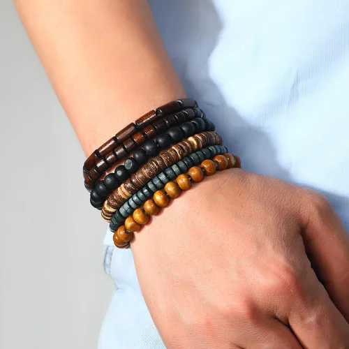 Miniatura 7 de Pulsera Gótica Ajustable de Cuero Trenzado Punk Multicapa de Estilo Grunge, Conjunto de Pulseras Emo con Brazalete de Metal, Envoltura