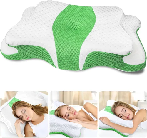 Miniatura 20 de CHxxy Almohada de espuma viscoelástica, almohada cervical para aliviar el dolor de cuello y hombros, almohada ergonómica de contorno para cama