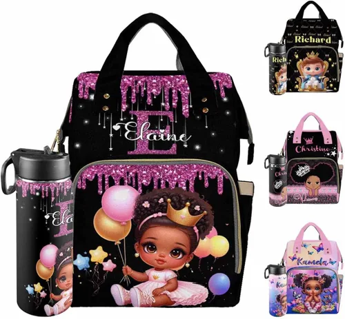 Miniatura 9 de Mochilas personalizadas con nombre personalizado para bebé, bolsa de pañales con monograma con bolsillos térmicos para adultos y niños, impermeable