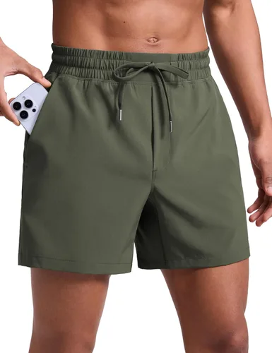 CRZ YOGA Pantalones cortos de entrenamiento sin forro para hombre de 5 pulgadas, ligeros, de secado rápido, para correr, deportes, atletismo,